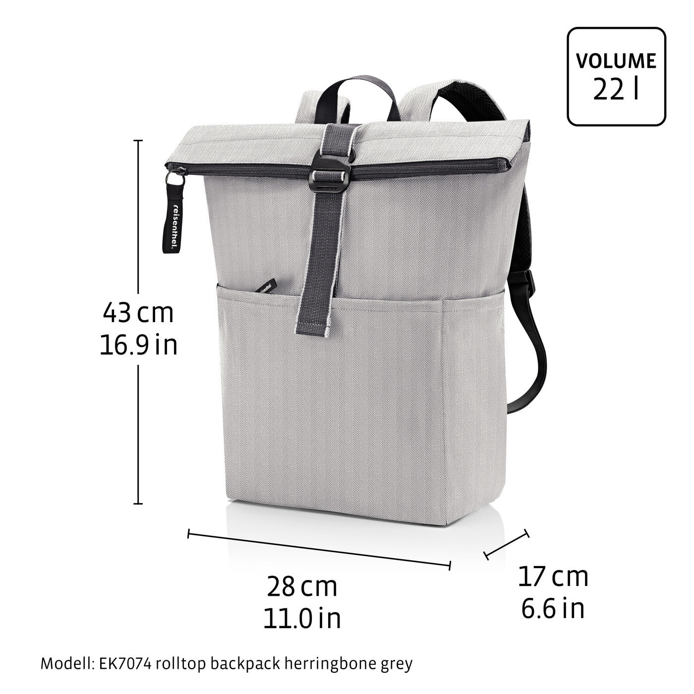 rolltop backpack twist silver